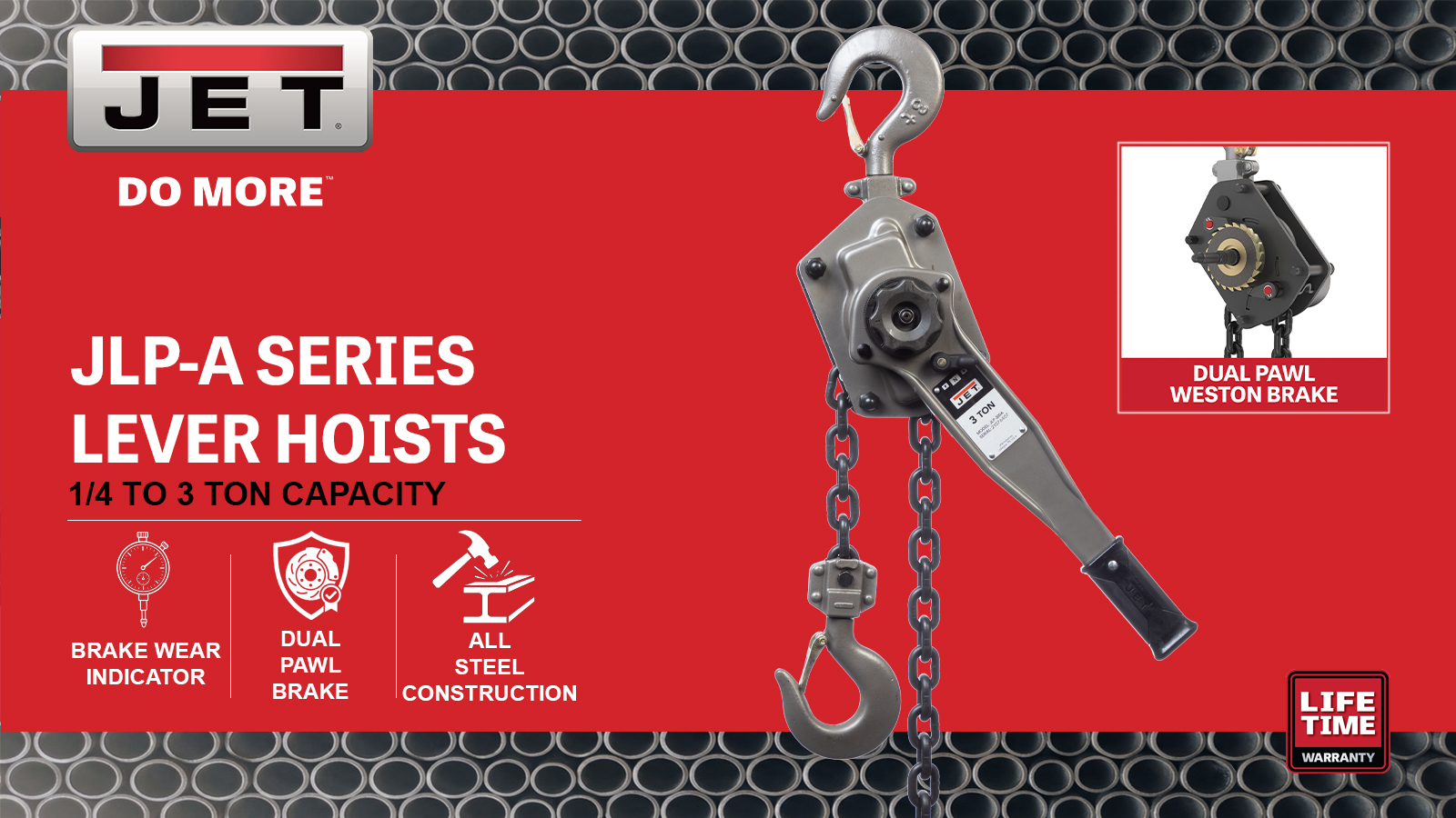 JLP Series-3/4 Ton, Lever Hoist, 10' Lift(JLP-075A-10)