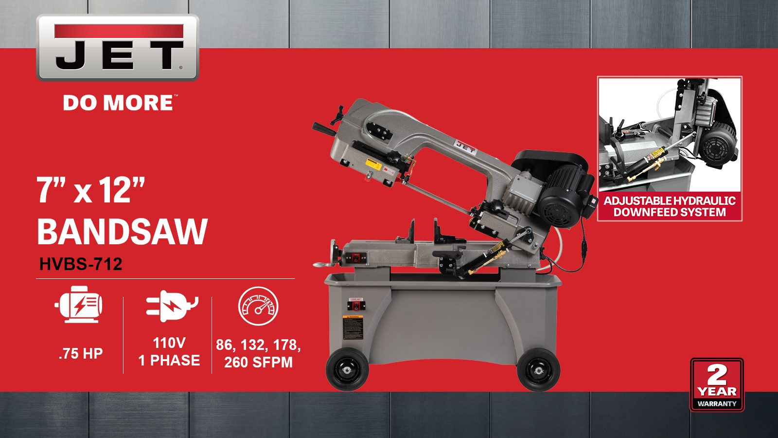 7" x 12" Horizontal / Vert. Bandsaw, 0.75HP, 115/230V 1PH(HVBS-712)