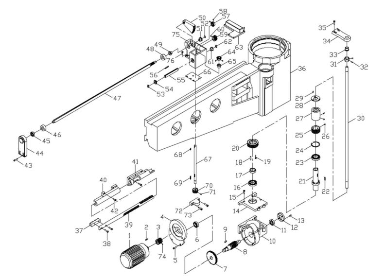 J-1230R-4 Rear Arm and Clamping Gearbox