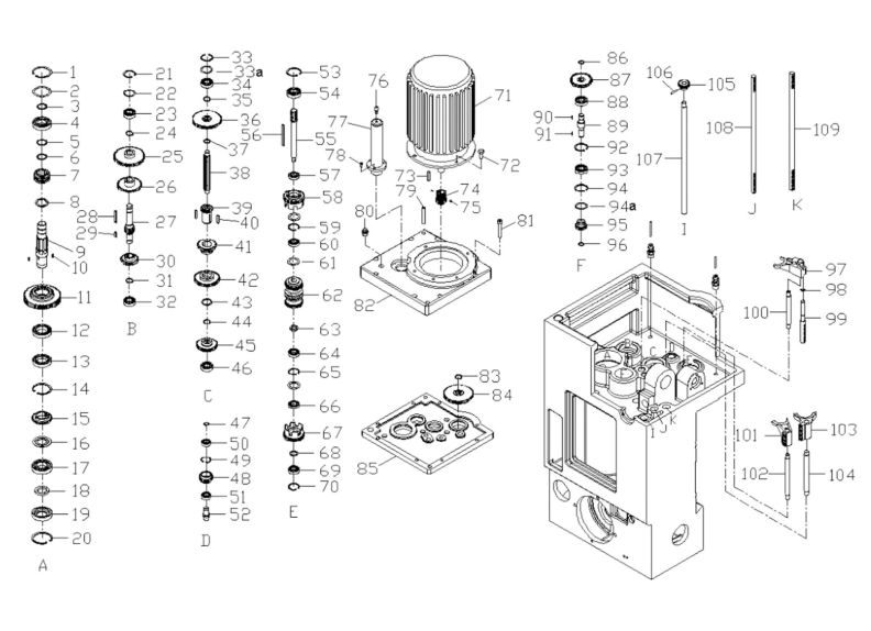 J-1600R-4 Upper Section Gearbox Assembly