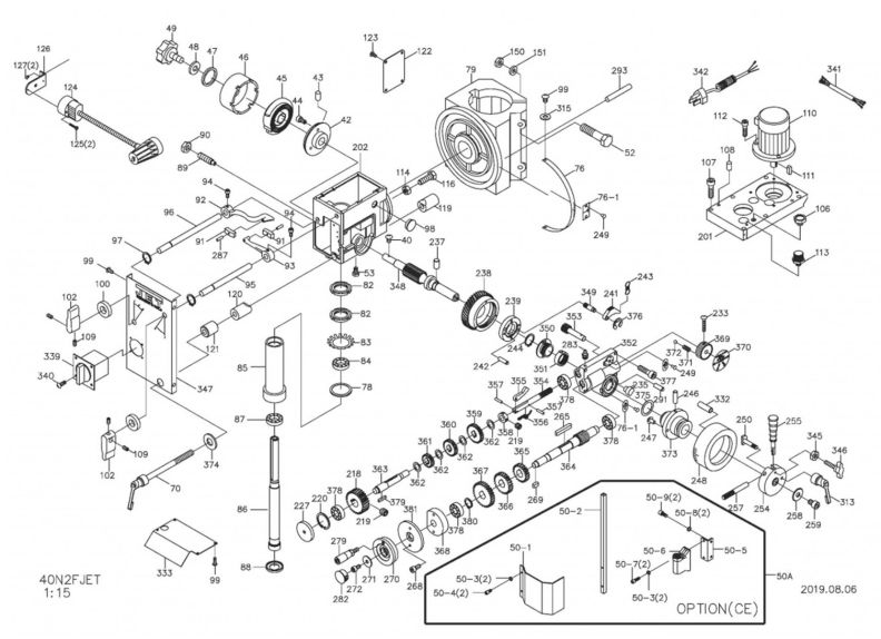 JMD-40GHPF Powerfeed Gear Head Assembly