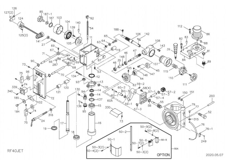 JMD-45GH Non-Powerfeed Gear Head Assembly