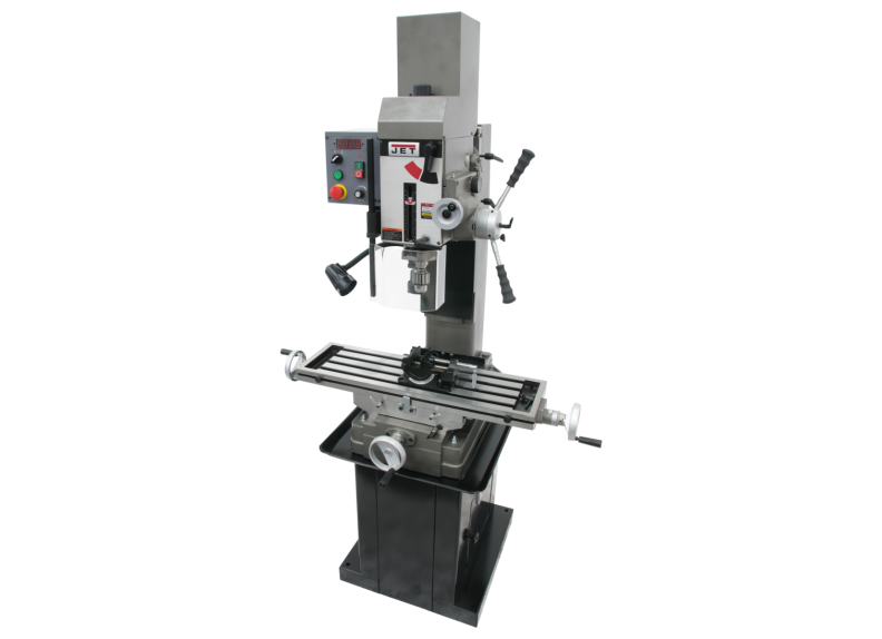 JMD-45VSPFT Variable Speed Geared Head Square Column Mill/Drill with Power Downfeed & Newall DP700 2-Axis DRO & X-Axis Powerfeed