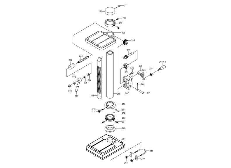 GHD-20 Base, Table, and Column Assembly
