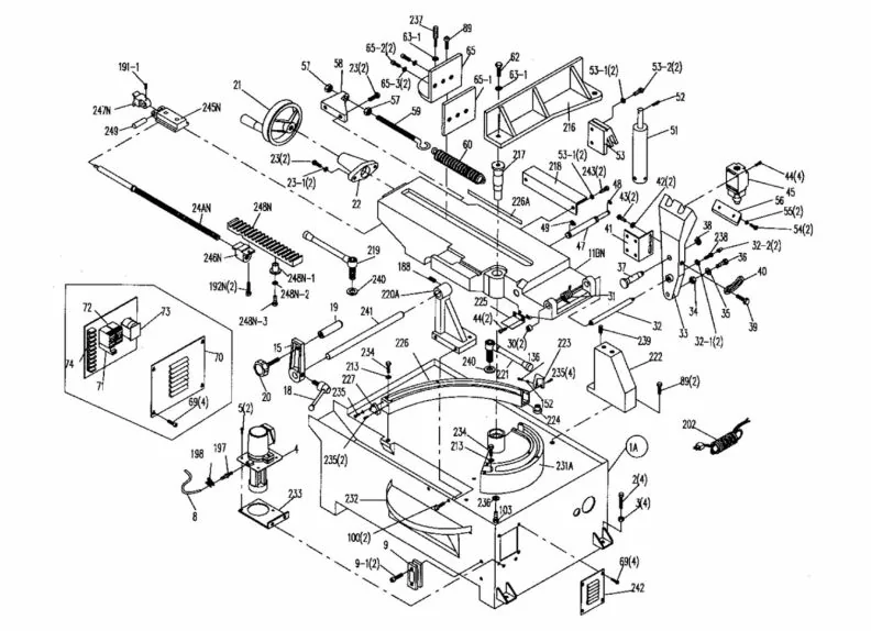 MBS-1014W-1 Base and Bed Assembly | JET Tools