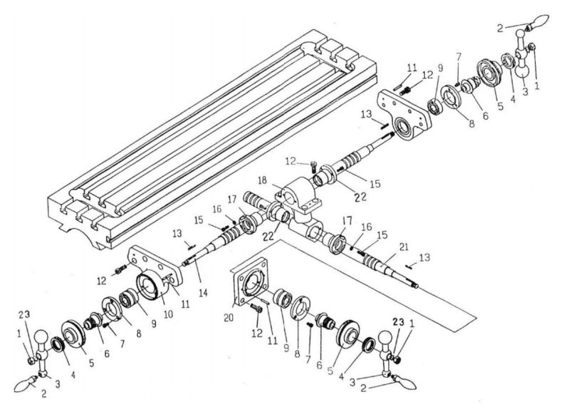 JTM-1050VS2 Table Leadscrew Assembly