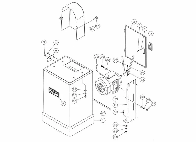 King 13-14330452-CS 14 Bandsaw Complete Hinge, Bracket, Shaft Assembl