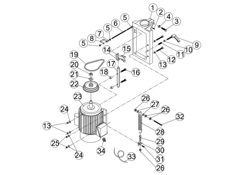 JWS-25X Frame and Motor Assembly