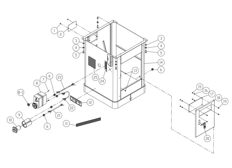 JWS-35X3-1 Cabinet and Base Assembly 
