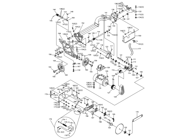 JTAS-10XL30-DX 3HP, 1Ph, 30 in. Rip Trunnion and Motor Assembly 