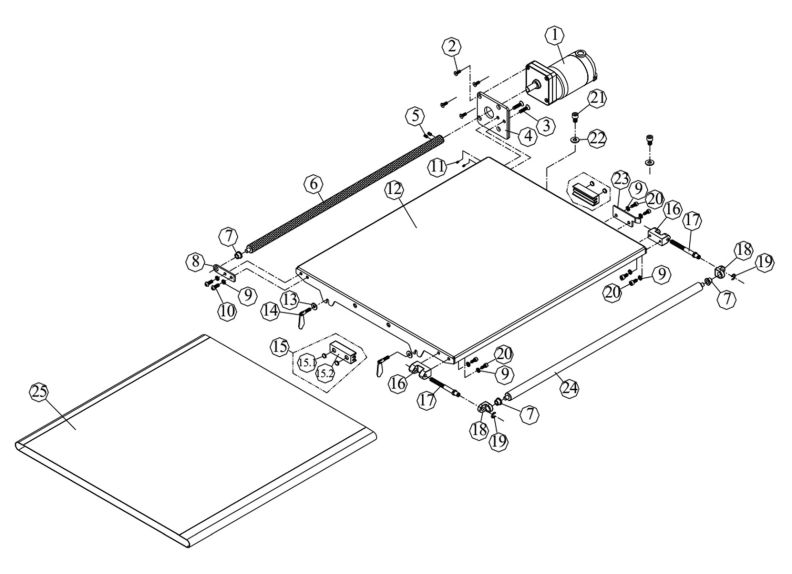JWDS-2550 Closed Stand Conveyor Table Assembly