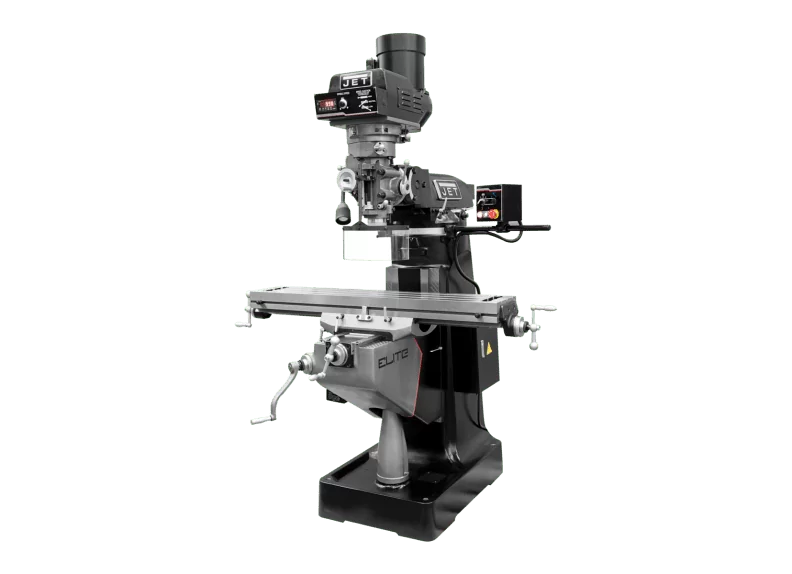 EVS-949 Mill with 3-Axis Newall DP700 (Knee) DRO and X, Y-Axis JET Powerfeeds and USA Made Air Draw Bar