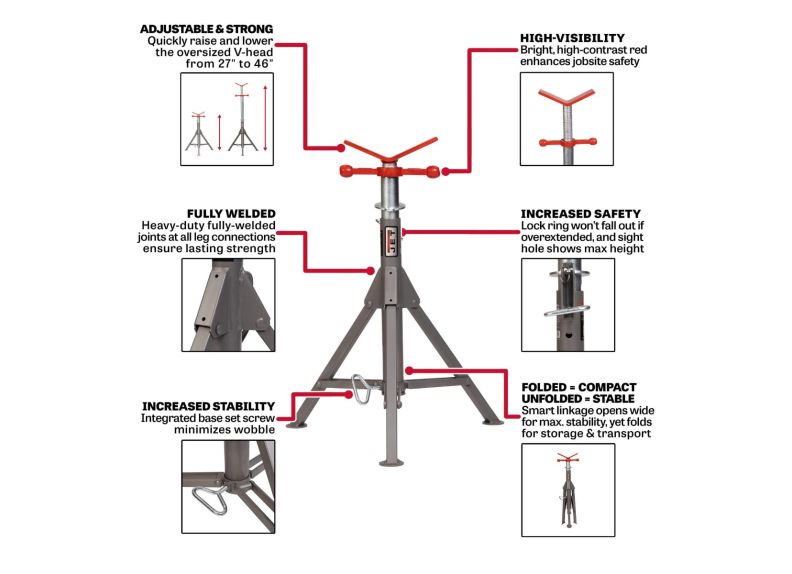 STAND UP'89 ［LD］ Folding Pipe Jack Stand (JPJ-FLD-V) | JET Tools | JET Tools