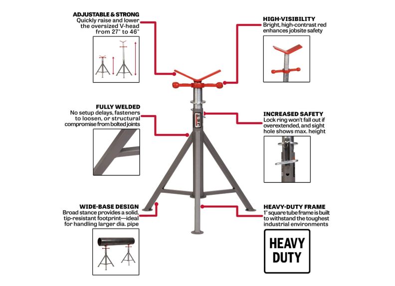 Fixed Pipe Jack Stand (JPJ-FXD-V) | JET Tools | JET Tools
